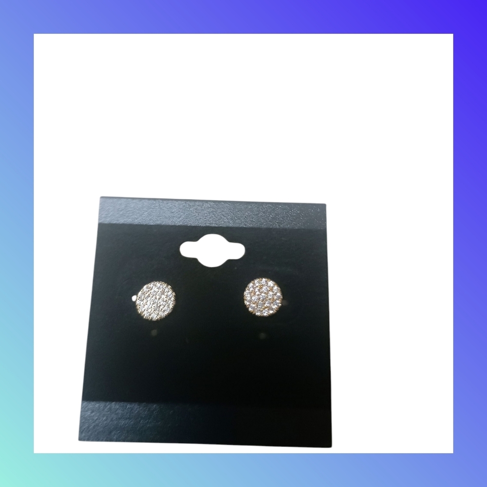 14k Gold Filled Brazilian No Tarnish Iced Out CZ Stub Earrings 8mm.